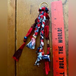 Plaid and Beaded Keychain Accessory